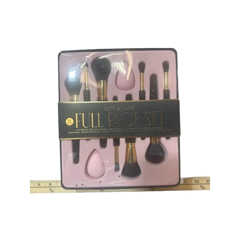 Rare TikTok Glitz and Glam 11 Piece Full Face Set Rhinestone Makeup Brush  Black